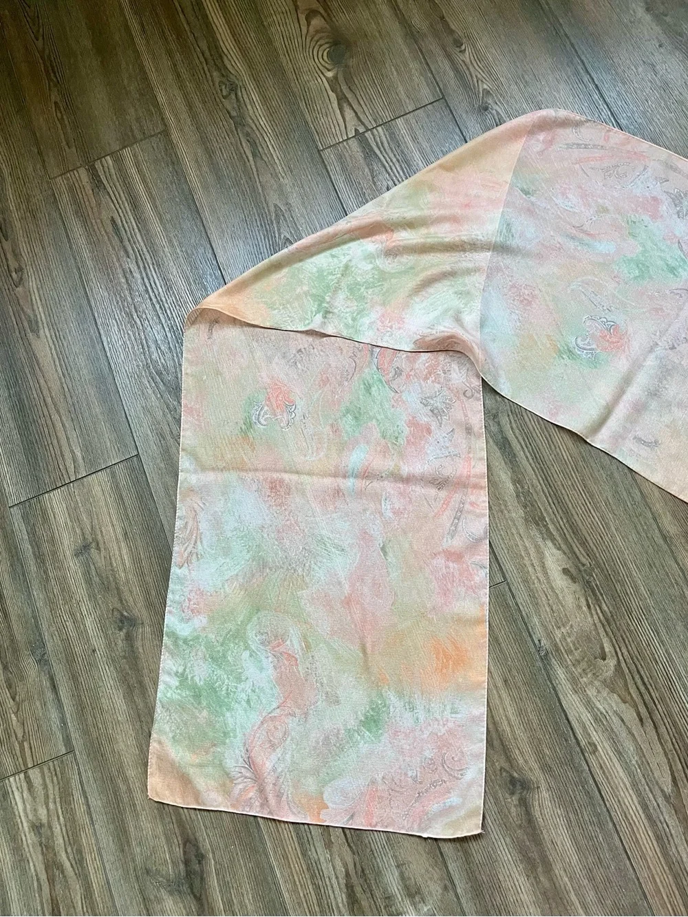 Watercolor Scarf in Peach & Sage -14/60 inches